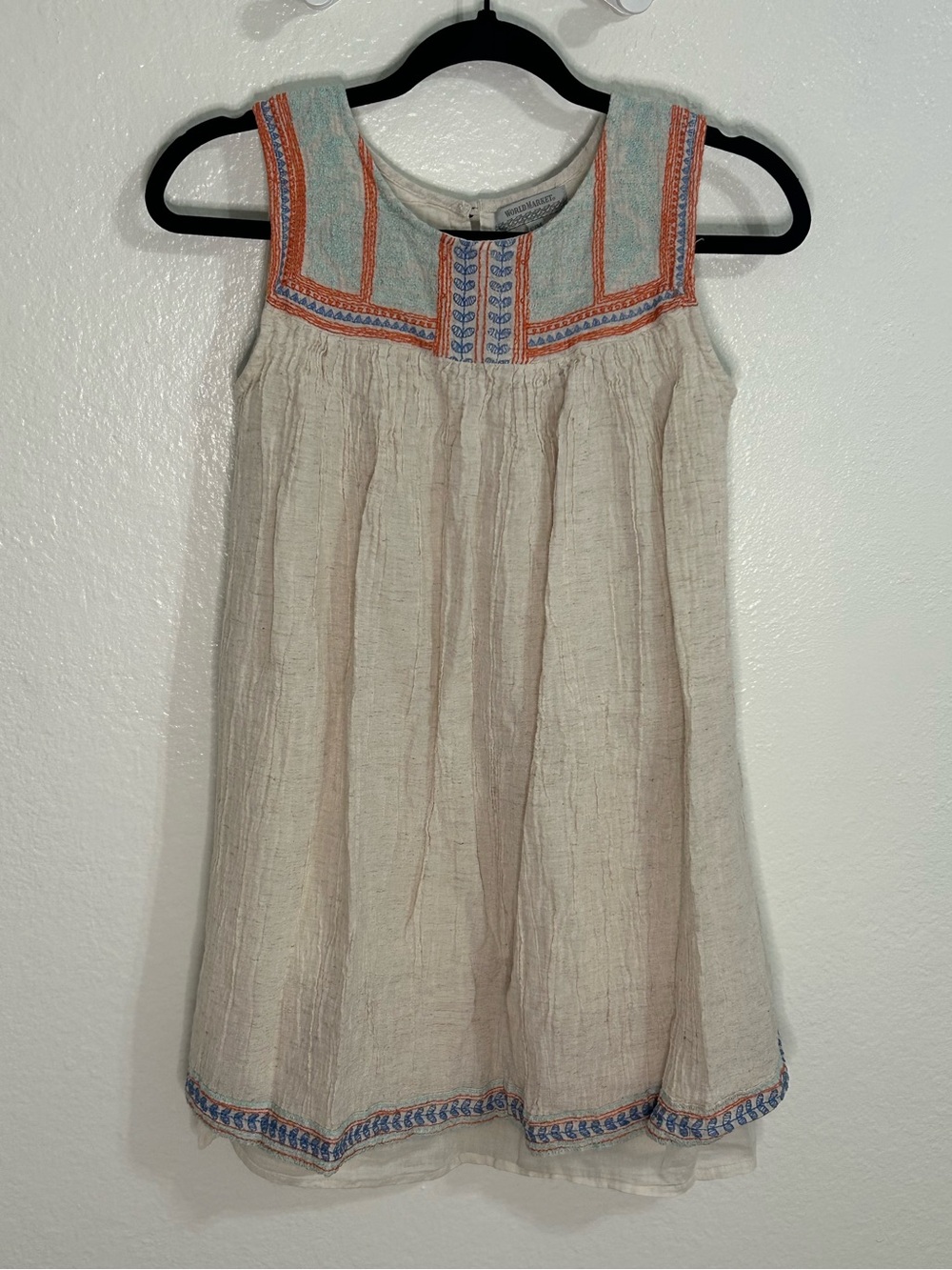 World Market Embroidered Sleeveless Boho Tunic Top S/M